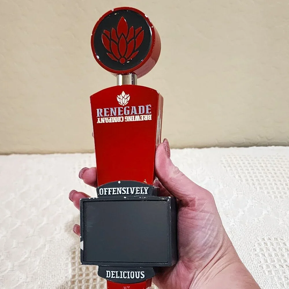 Renegade Brewing Co Offensively Delicious Red Black Retro Beer Pull Tap Handle